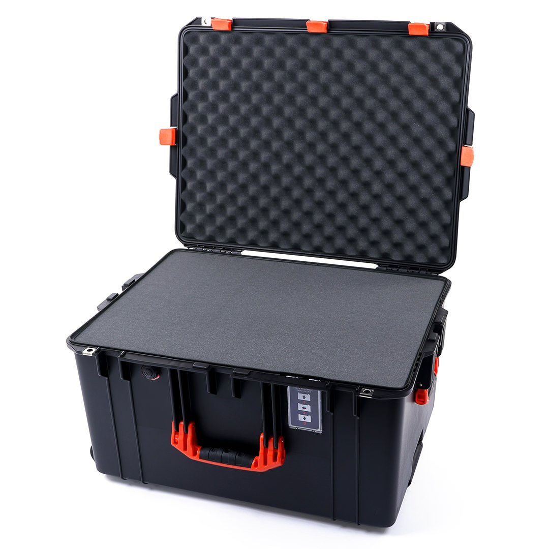 Pelican 1637 Air Case, Black with Orange Handles & Latches Pick & Pluck Foam with Convolute Lid Foam ColorCase 016370-0001-110-150