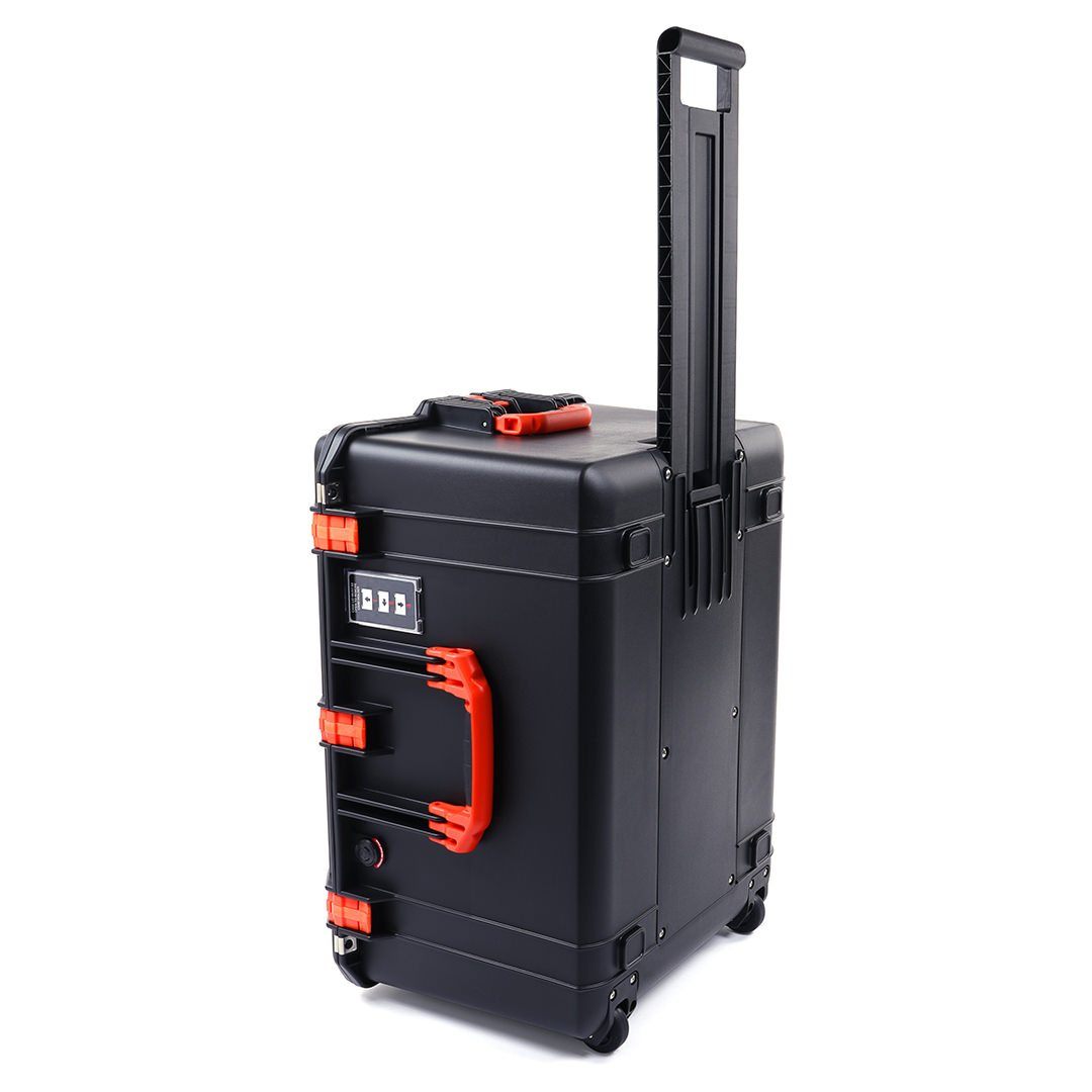 Pelican 1637 Air Case, Black with Orange Handles & Latches ColorCase