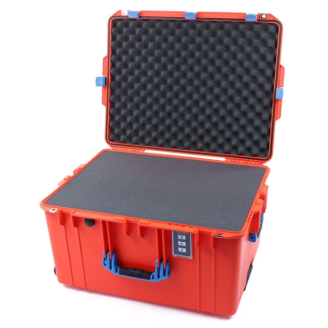 Pelican 1637 Air Case, Orange with Blue Handles &amp; Latches Pick &amp; Pluck Foam with Convolute Lid Foam ColorCase 016370-0001-150-120
