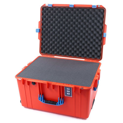 Pelican 1637 Air Case, Orange with Blue Handles & Latches Pick & Pluck Foam with Convolute Lid Foam ColorCase 016370-0001-150-120