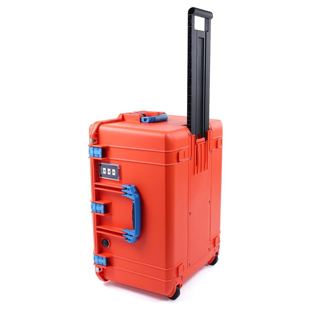 Pelican 1637 Air Case, Orange with Blue Handles & Latches ColorCase