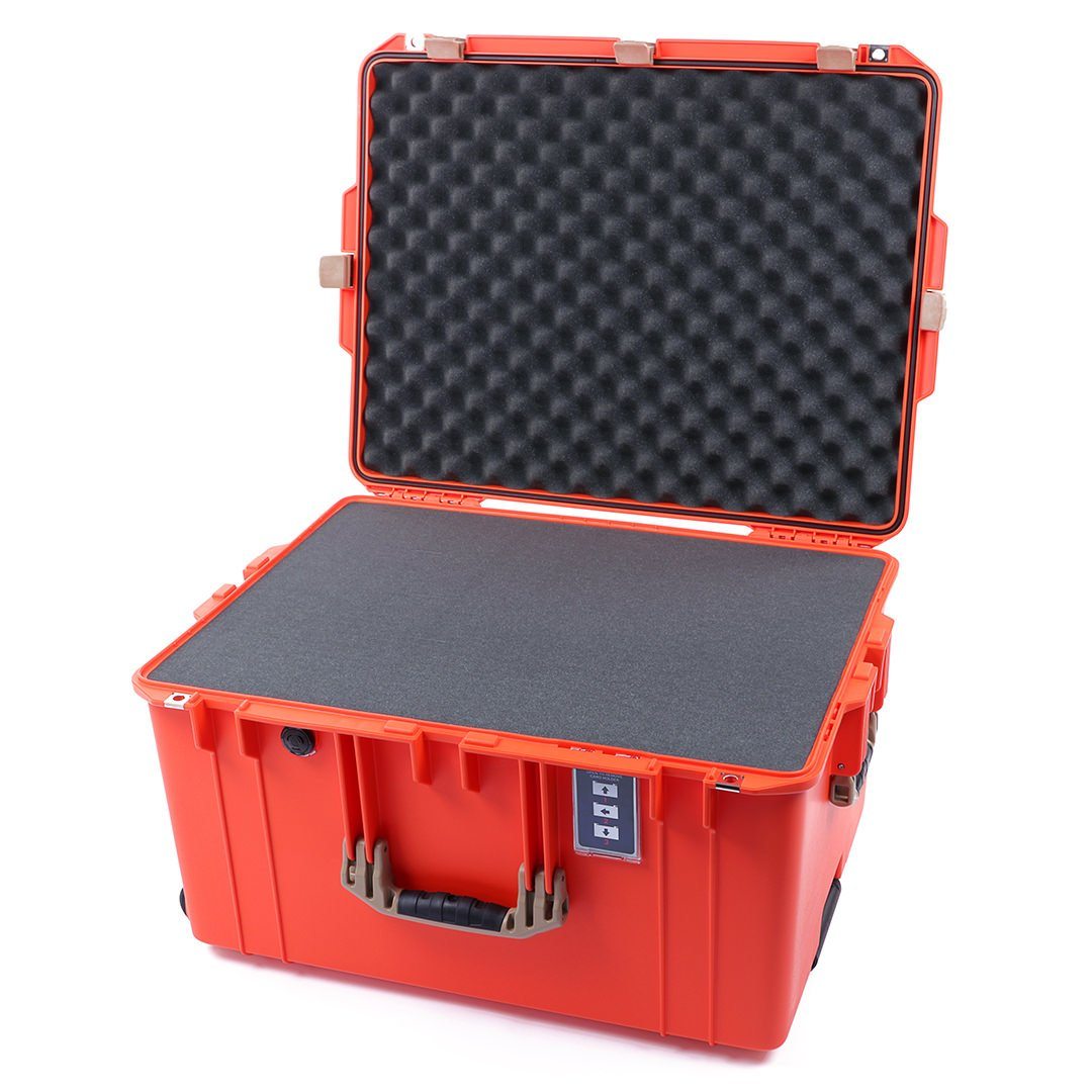 Pelican 1637 Air Case, Orange with Desert Tan Handles &amp; Latches Pick &amp; Pluck Foam with Convolute Lid Foam ColorCase 016370-0001-150-310