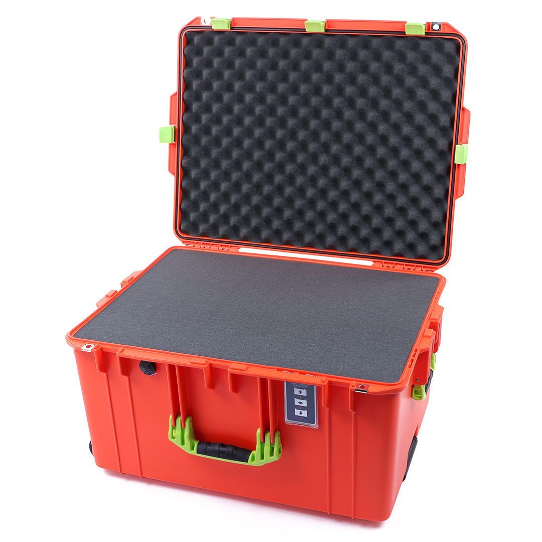 Pelican 1637 Air Case, Orange with Lime Green Handles &amp; Latches Pick &amp; Pluck Foam with Convolute Lid Foam ColorCase 016370-0001-150-300