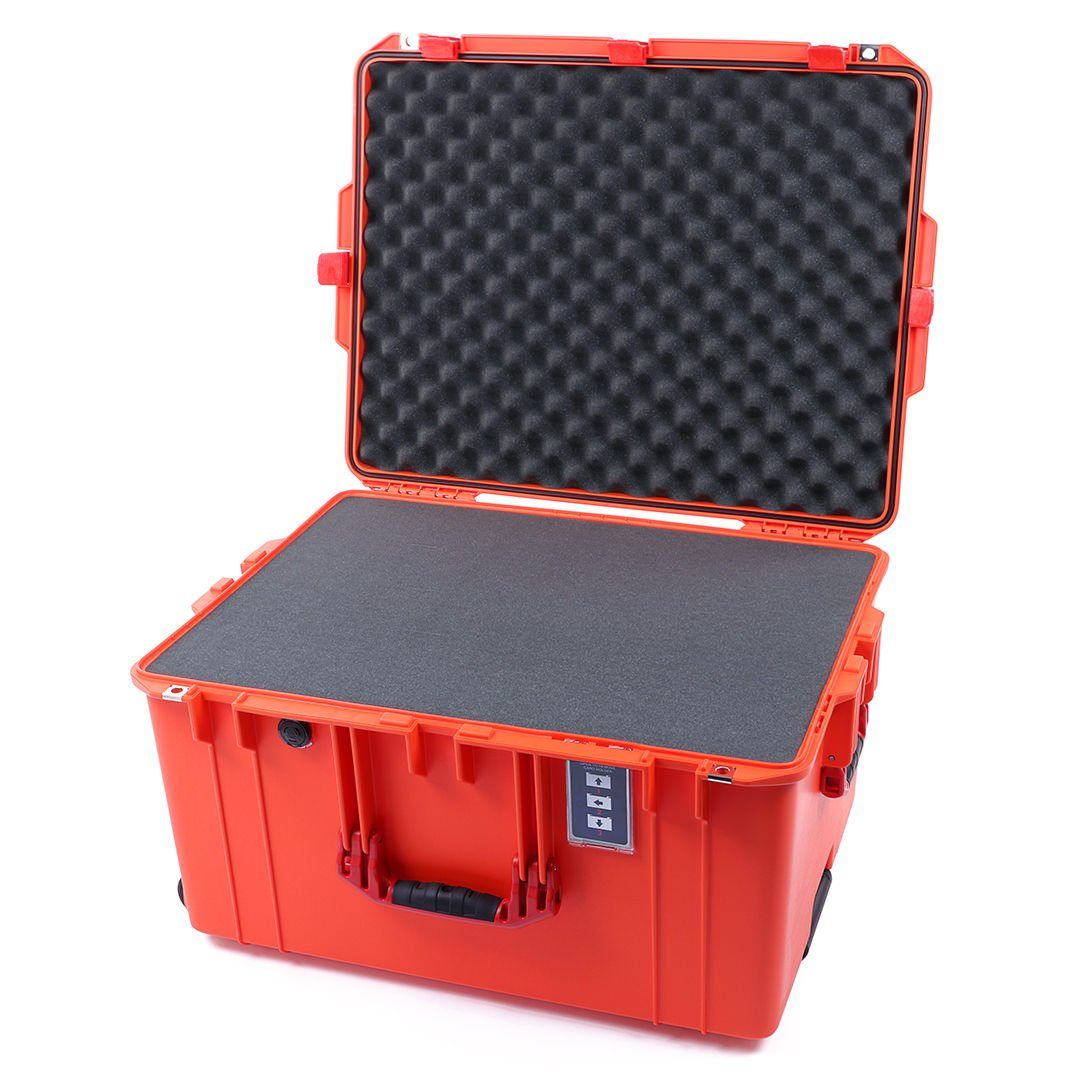 Pelican 1637 Air Case, Orange with Red Handles &amp; Latches Pick &amp; Pluck Foam with Convolute Lid Foam ColorCase 016370-0001-150-320
