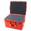 Pelican 1637 Air Case, Orange with Yellow Handles & Latches Pick & Pluck Foam with Convolute Lid Foam ColorCase 016370-0001-150-240