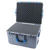 Pelican 1637 Air Case, Silver with Blue Handles & Latches Pick & Pluck Foam with Convolute Lid Foam ColorCase 016370-0001-180-120