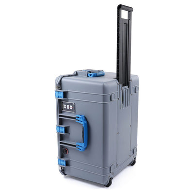Pelican 1637 Air Case, Silver with Blue Handles & Latches ColorCase