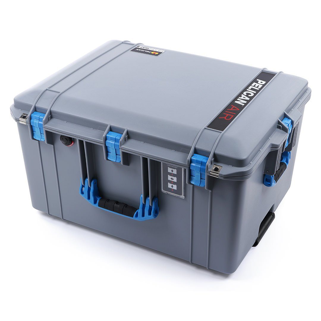 Pelican 1637 Air Case, Silver with Blue Handles & Latches ColorCase 