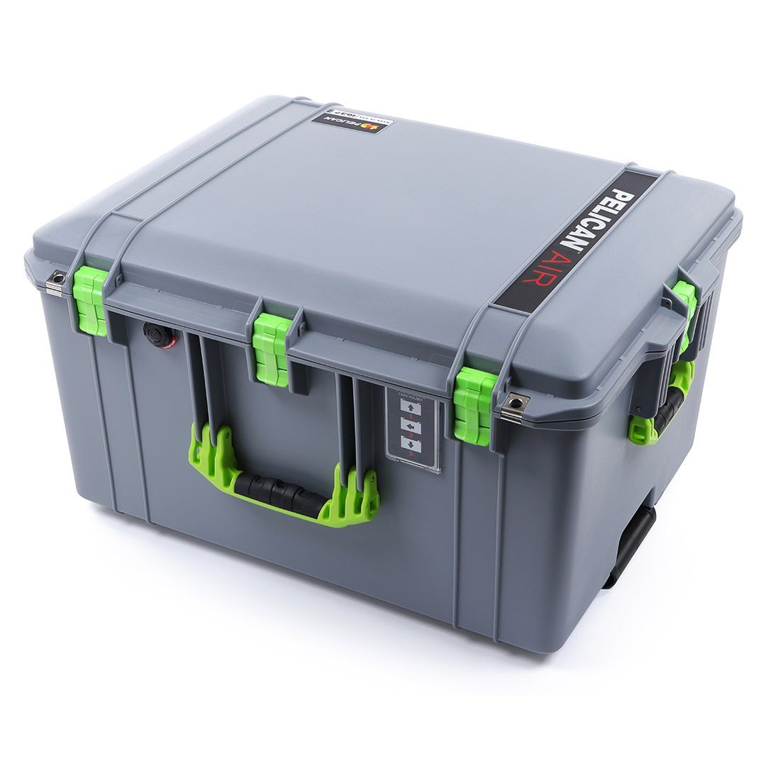 Pelican 1637 Air Case, Silver with Lime Green Handles &amp; Latches ColorCase 