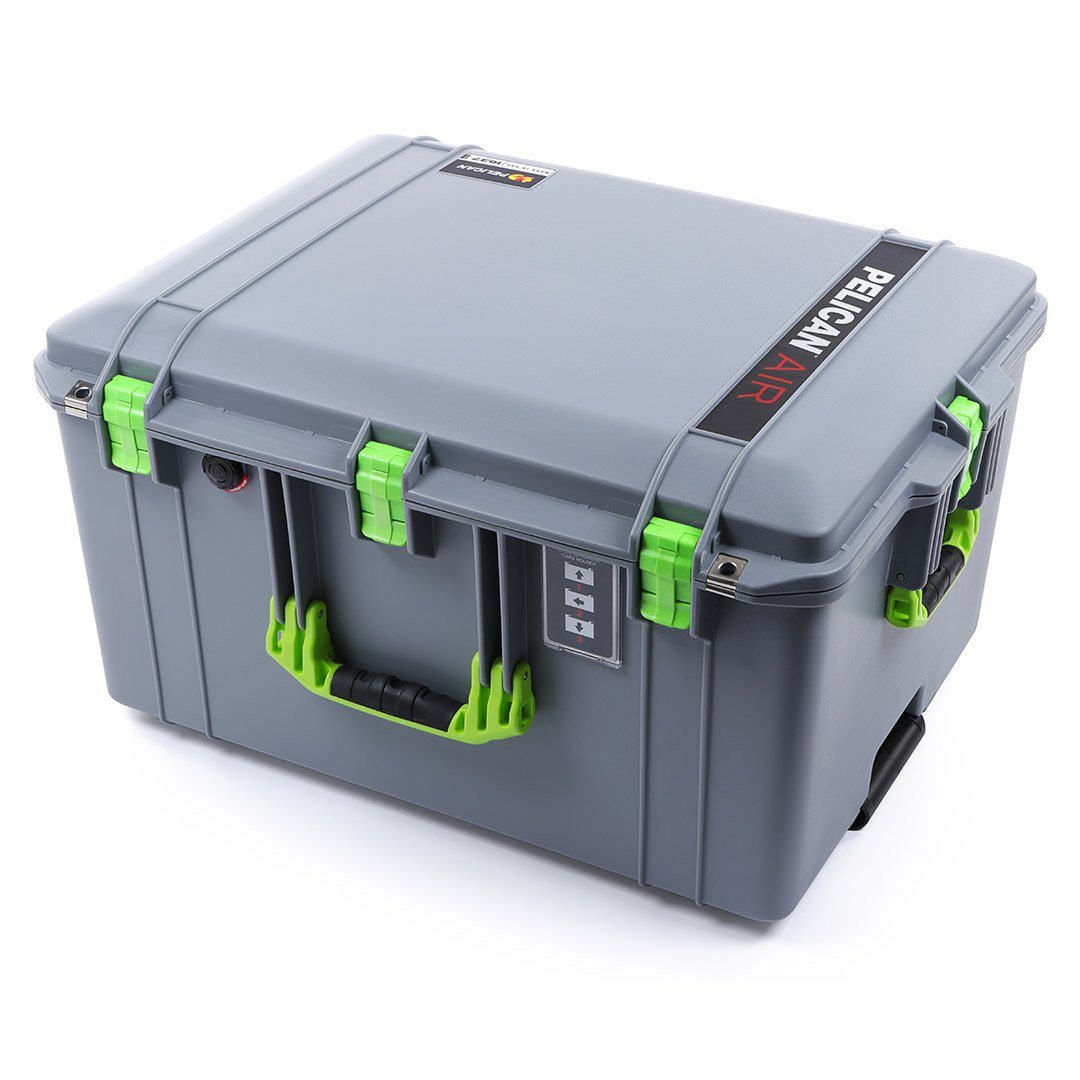 Pelican 1637 Air Case, Silver with Lime Green Handles & Latches ColorCase 