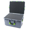 Pelican 1637 Air Case, Silver with Lime Green Handles & Latches Pick & Pluck Foam with Convolute Lid Foam ColorCase 016370-0001-180-300