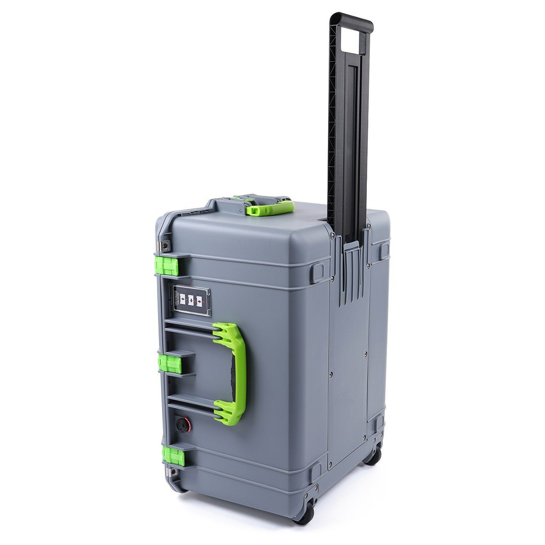 Pelican 1637 Air Case, Silver with Lime Green Handles & Latches ColorCase 