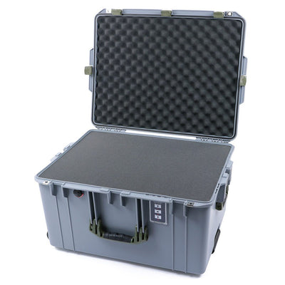 Pelican 1637 Air Case, Silver with OD Green Handles & Latches Pick & Pluck Foam with Convolute Lid Foam ColorCase 016370-0001-180-130