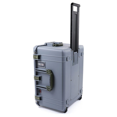 Pelican 1637 Air Case, Silver with OD Green Handles & Latches ColorCase