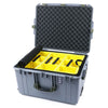 Pelican 1637 Air Case, Silver with OD Green Handles & Latches 2-Layer Yellow Padded Microfiber Dividers with Convolute Lid Foam ColorCase 016370-0010-180-130
