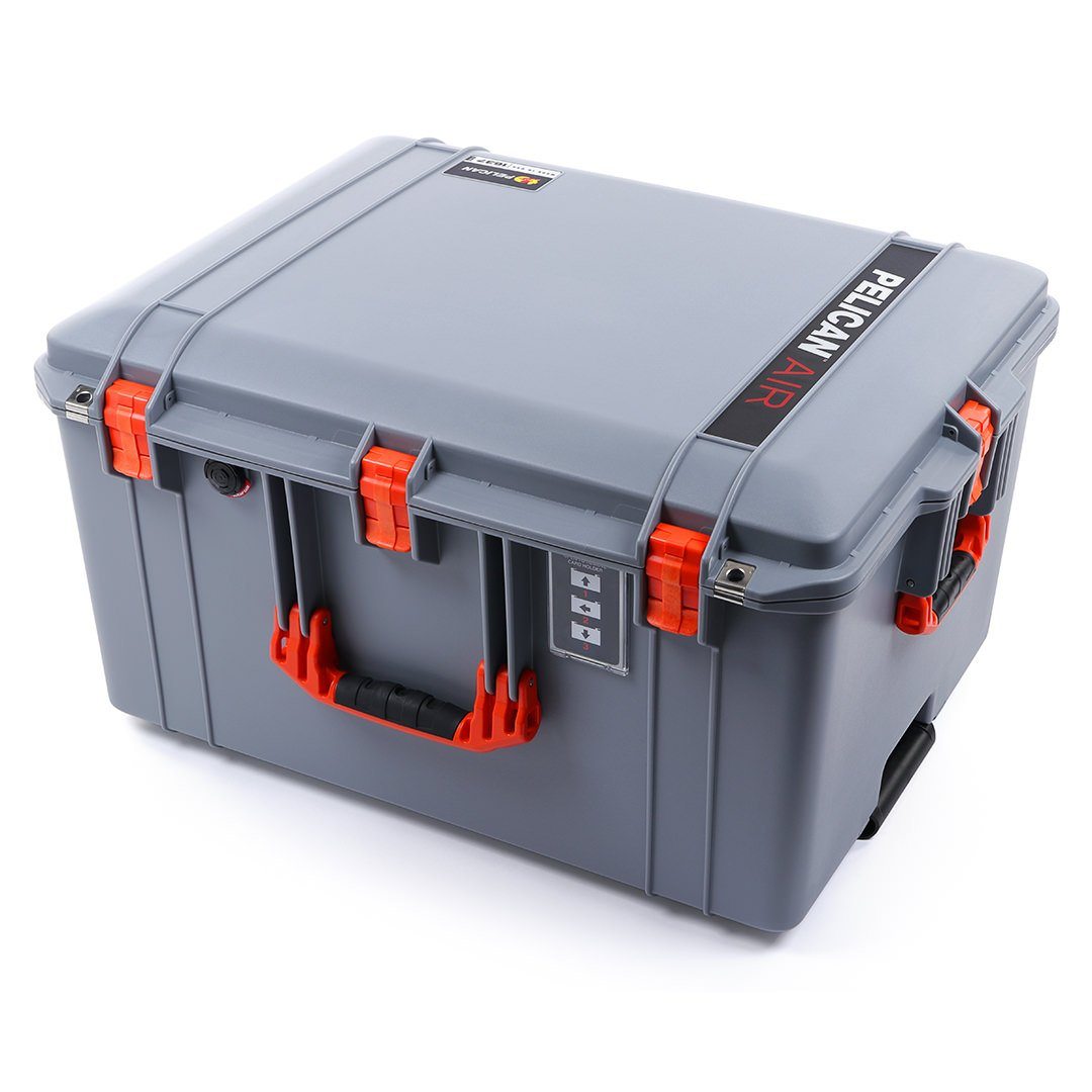 Pelican 1637 Air Case, Silver with Orange Handles & Latches ColorCase 