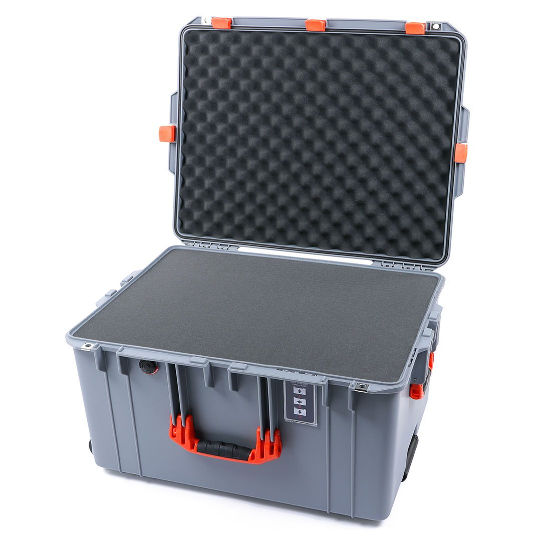 Pelican 1637 Air Case, Silver with Orange Handles &amp; Latches Pick &amp; Pluck Foam with Convolute Lid Foam ColorCase 016370-0001-180-150
