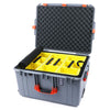 Pelican 1637 Air Case, Silver with Orange Handles & Latches 2-Layer Yellow Padded Microfiber Dividers with Convolute Lid Foam ColorCase 016370-0010-180-150