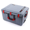 Pelican 1637 Air Case, Silver with Red Handles & Latches ColorCase