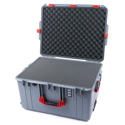 Pelican 1637 Air Case, Silver with Red Handles & Latches Pick & Pluck Foam with Convolute Lid Foam ColorCase 016370-0001-180-320
