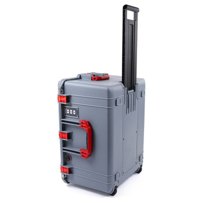 Pelican 1637 Air Case, Silver with Red Handles & Latches ColorCase