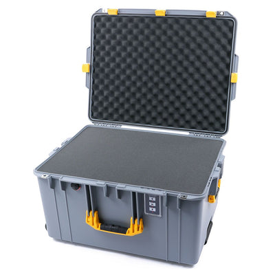 Pelican 1637 Air Case, Silver with Yellow Handles & Latches Pick & Pluck Foam with Convolute Lid Foam ColorCase 016370-0001-180-240
