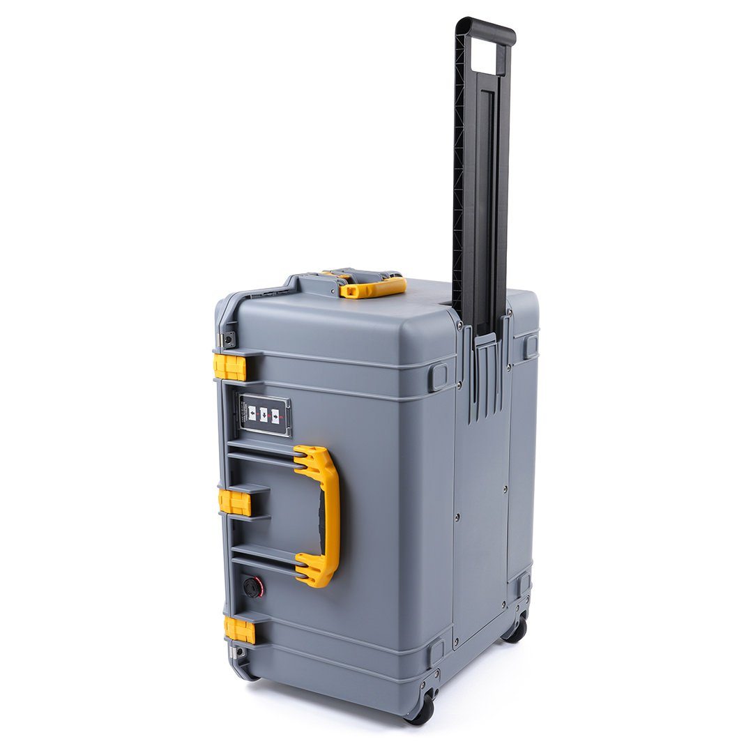 Pelican 1637 Air Case, Silver with Yellow Handles &amp; Latches ColorCase 
