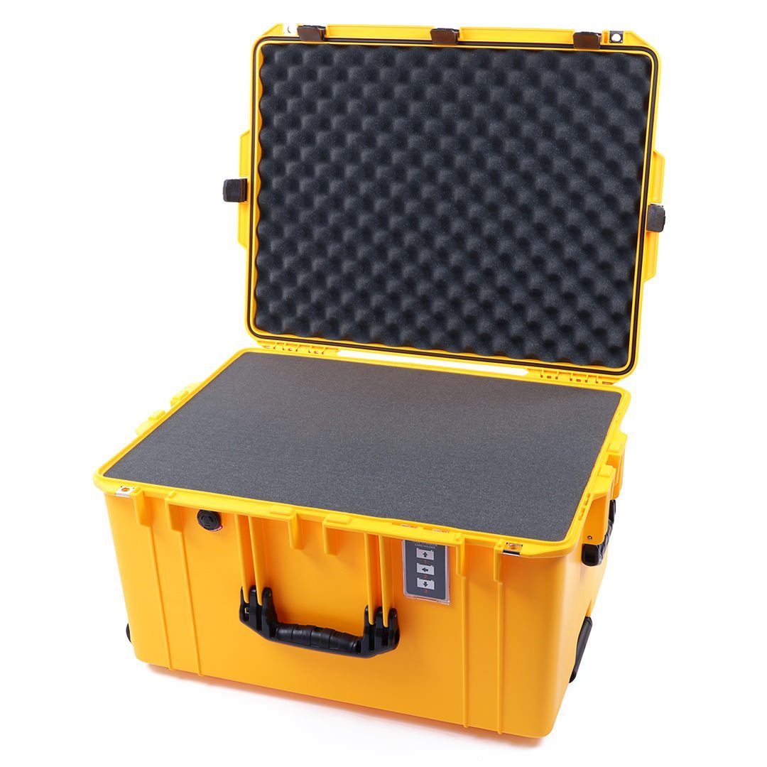 Pelican 1637 Air Case, Yellow with Black Handles &amp; Latches Pick &amp; Pluck Foam with Convolute Lid Foam ColorCase 016370-0001-240-110