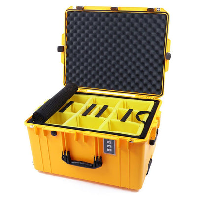 Pelican 1637 Air Case, Yellow with Black Handles & Latches 2-Layer Yellow Padded Microfiber Dividers with Convolute Lid Foam ColorCase 016370-0010-240-110