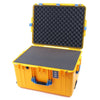 Pelican 1637 Air Case, Yellow with Blue Handles & Latches Pick & Pluck Foam with Convolute Lid Foam ColorCase 016370-0001-240-120