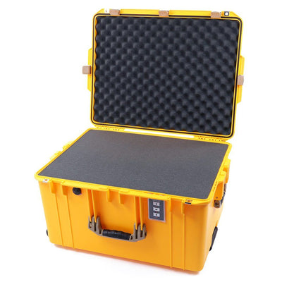 Pelican 1637 Air Case, Yellow with Desert Tan Handles & Latches Pick & Pluck Foam with Convolute Lid Foam ColorCase 016370-0001-240-310