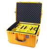 Pelican 1637 Air Case, Yellow with Desert Tan Handles & Latches 2-Layer Yellow Padded Microfiber Dividers with Convolute Lid Foam ColorCase 016370-0010-240-310
