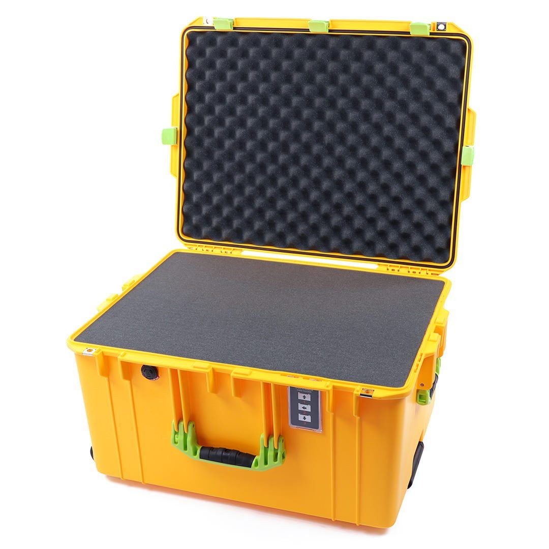 Pelican 1637 Air Case, Yellow with Lime Green Handles &amp; Latches Pick &amp; Pluck Foam with Convolute Lid Foam ColorCase 016370-0001-240-300