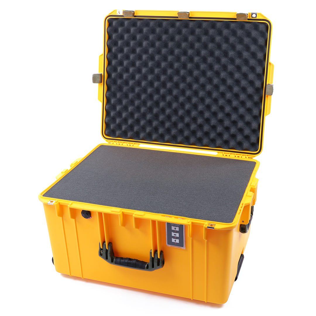 Pelican 1637 Air Case, Yellow with OD Green Handles &amp; Latches Pick &amp; Pluck Foam with Convolute Lid Foam ColorCase 016370-0001-240-130
