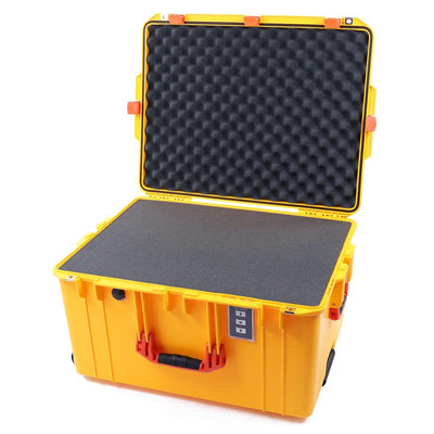 Pelican 1637 Air Case, Yellow with Orange Handles & Latches Pick & Pluck Foam with Convolute Lid Foam ColorCase 016370-0001-240-150