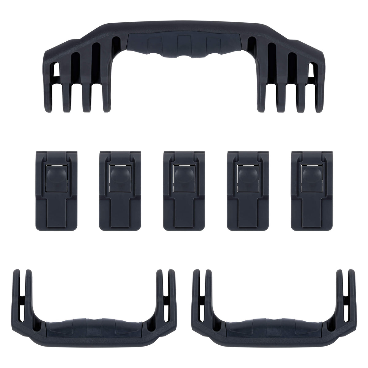 Pelican 1646 Air Replacement Handles &amp; Latches, Black, Push-Button (Set of 3 Handles, 5 Latches) ColorCase 