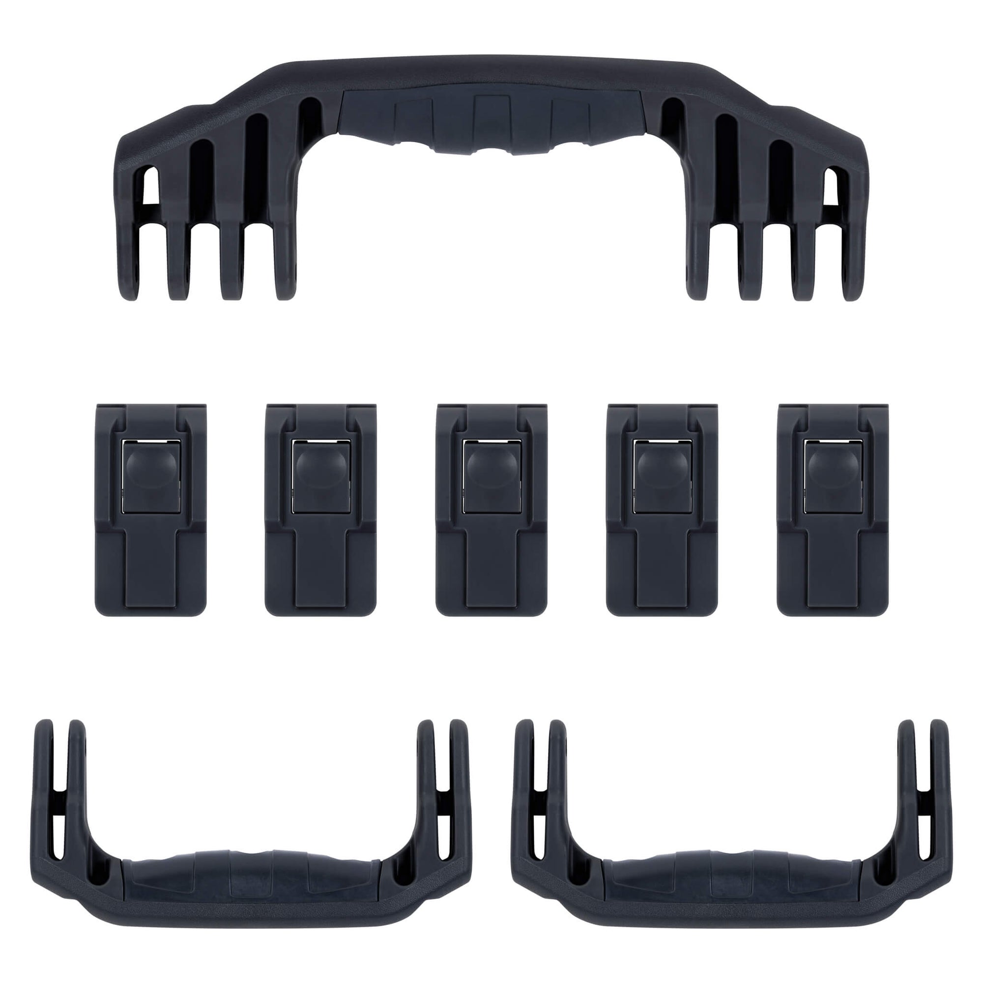 Pelican 1646 Air Replacement Handles & Latches, Black, Push-Button (Set of 3 Handles, 5 Latches) ColorCase 