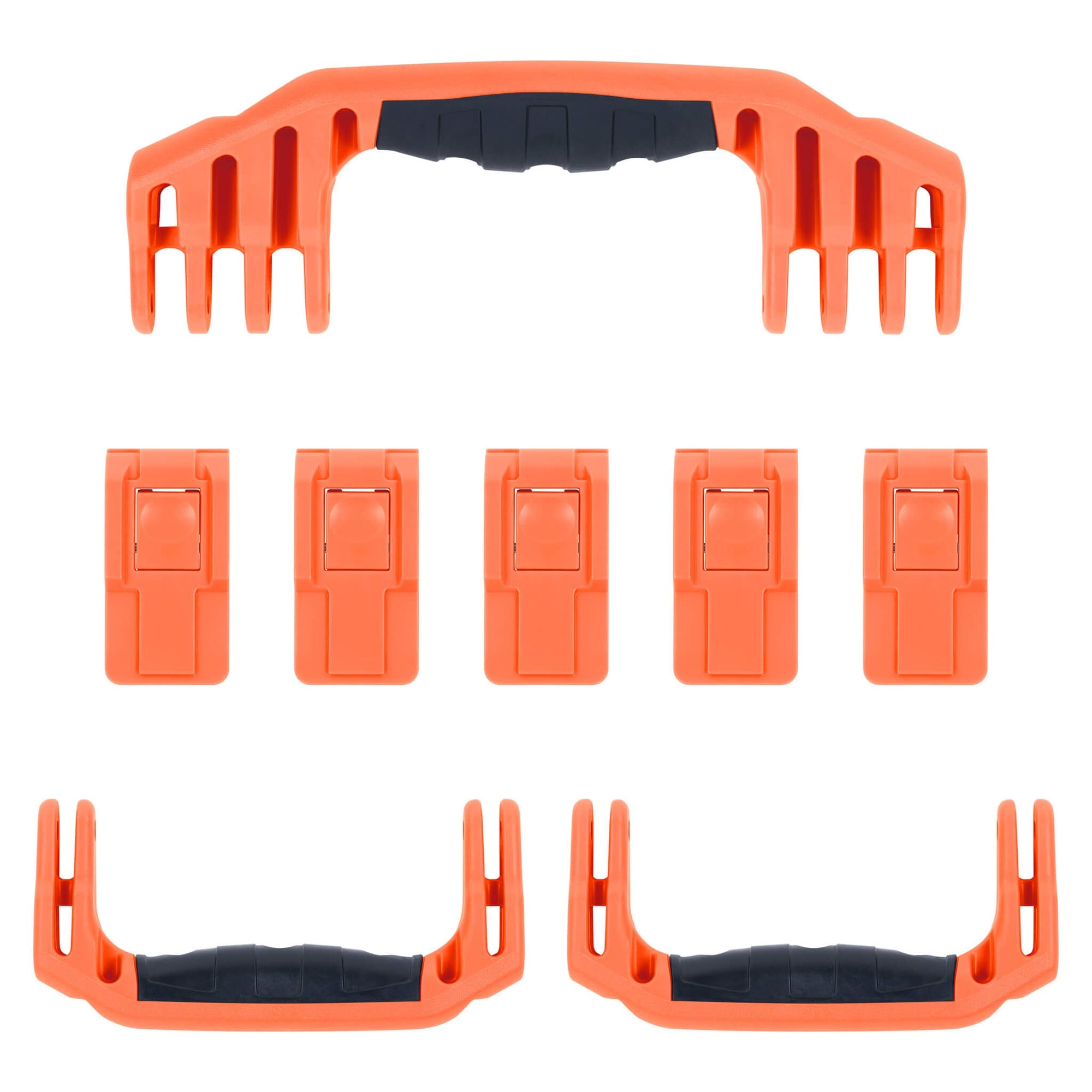 Pelican 1646 Air Replacement Handles & Latches, Orange, Push-Button (Set of 3 Handles, 5 Latches) ColorCase 