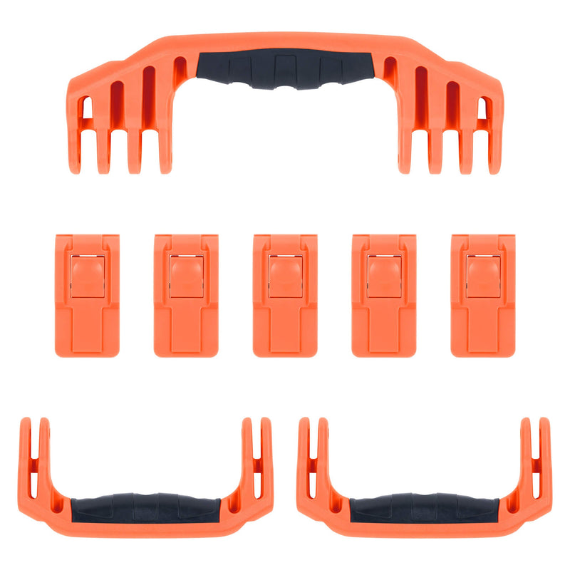 Pelican 1646 Air Replacement Handles & Latches, Orange, Push-Button (Set of 3 Handles, 5 Latches) ColorCase 