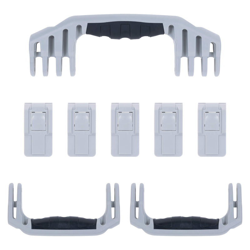 Pelican 1646 Air Replacement Handles & Latches, Silver, Push-Button (Set of 3 Handles, 5 Latches) ColorCase 