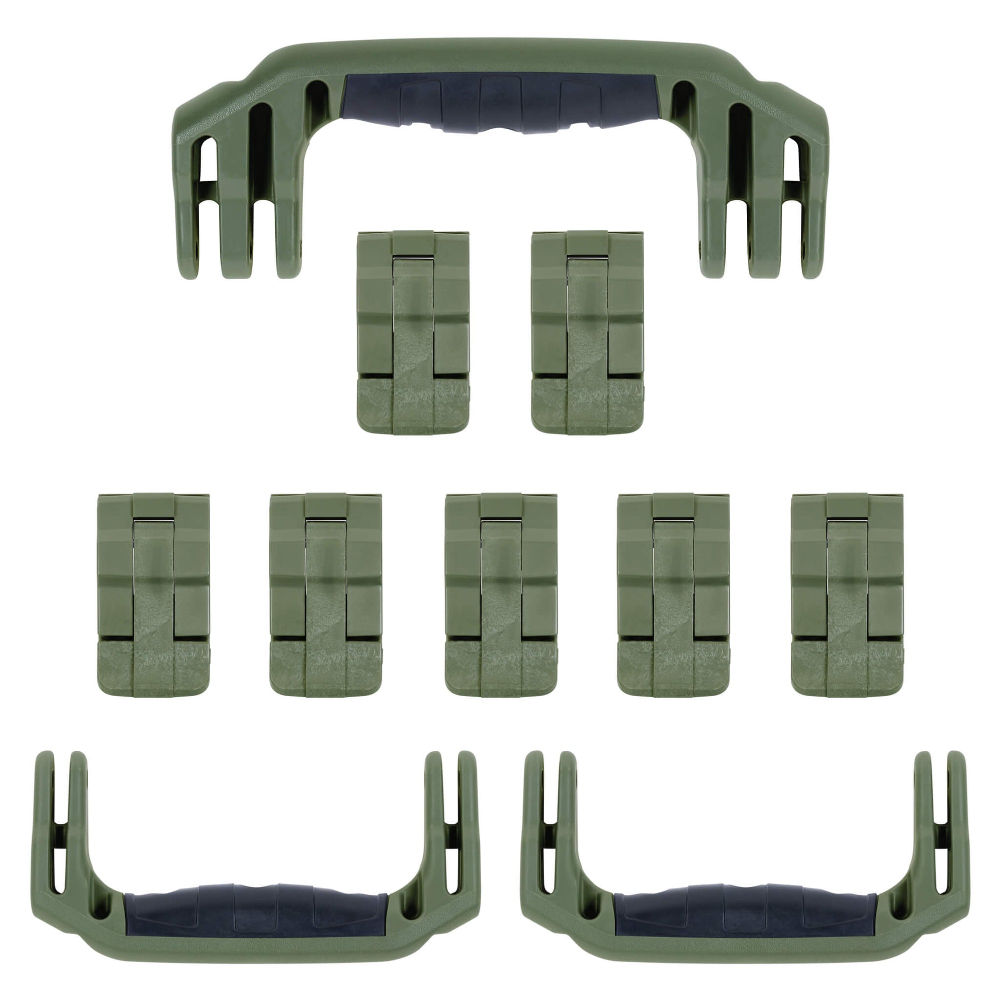 Pelican 1650 Replacement Handles & Latches, OD Green (Set of 3 Handles, 7 Latches) ColorCase 