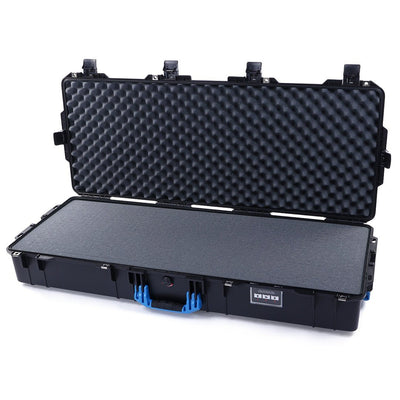 Pelican 1745 Air Case, Black with Blue Handles, Rolling Pick & Pluck Foam with Convolute Lid Foam ColorCase 017450-0001-110-120