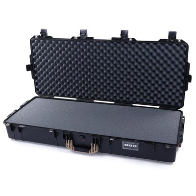 Pelican 1745 Air Case, Black with Desert Tan Handles, Rolling Pick & Pluck Foam with Convolute Lid Foam ColorCase 017450-0001-110-310