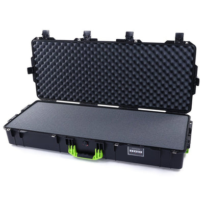 Pelican 1745 Air Case, Black with Lime Green Handles, Rolling Pick & Pluck Foam with Convolute Lid Foam ColorCase 017450-0001-110-300