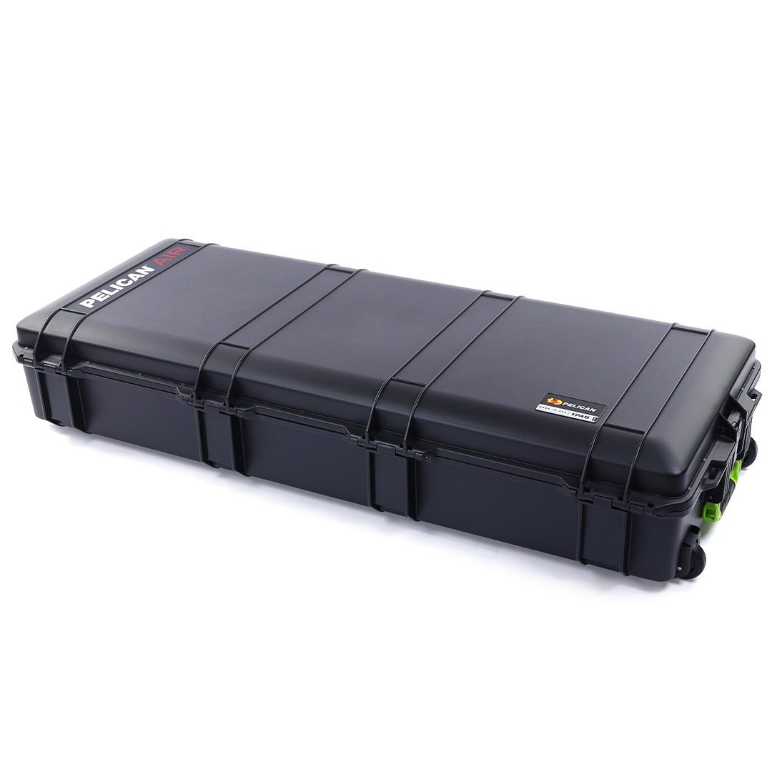 Pelican 1745 Air Case, Black with Lime Green Handles, Rolling ColorCase 