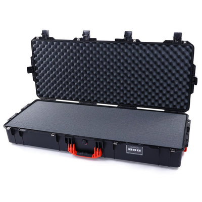 Pelican 1745 Air Case, Black with Orange Handles, Rolling Pick & Pluck Foam with Convolute Lid Foam ColorCase 017450-0001-110-150