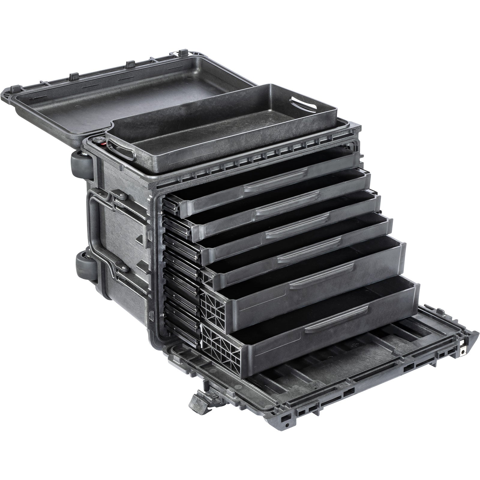 Pelican 0450 Gen2 Mobile Tool Case, Black, Four 1" Drawer & Two 2" Drawer Configuration ColorCase 